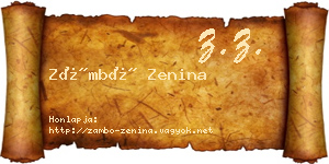 Zámbó Zenina névjegykártya